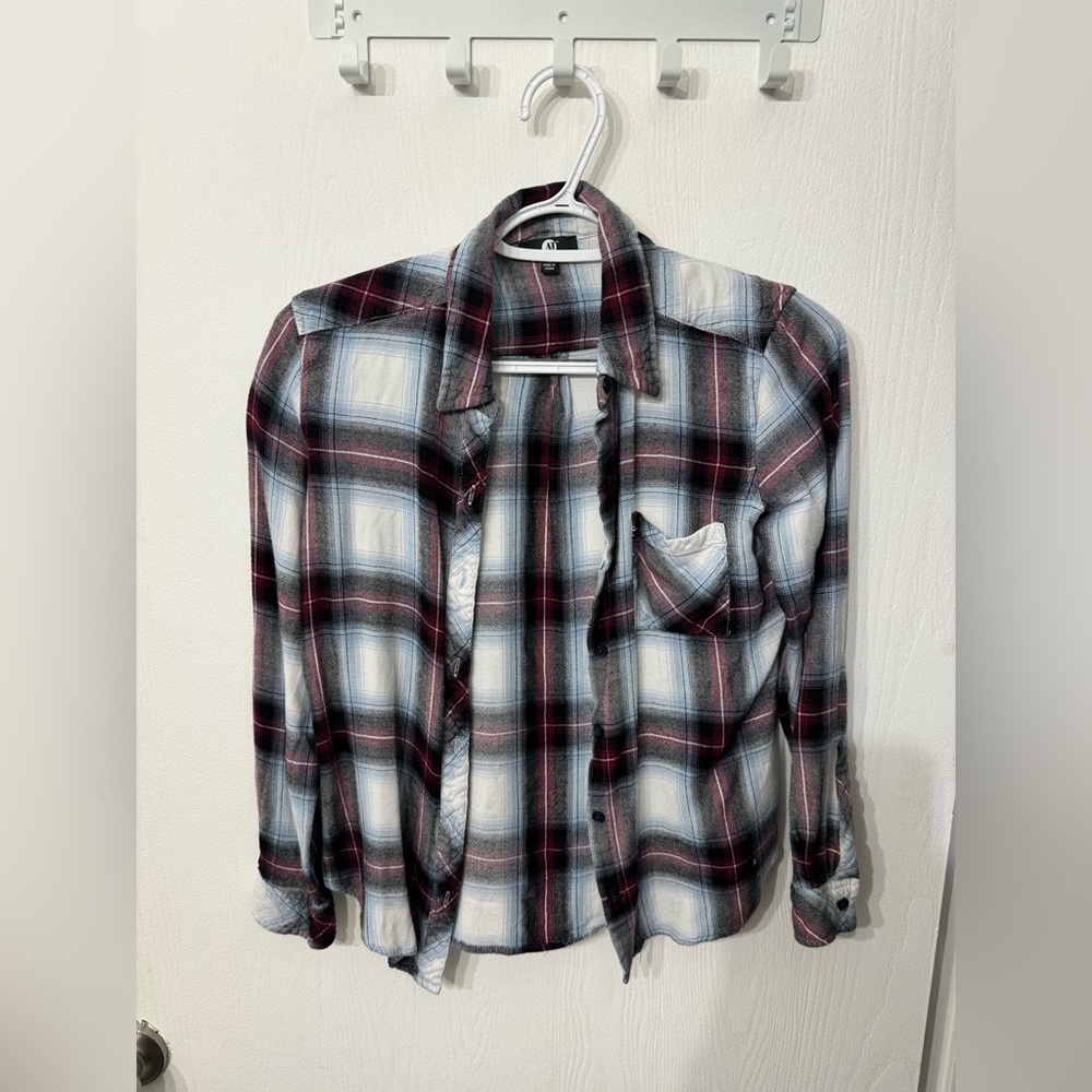 Medium, A & I Co. light weight flannel. Red, white, and blue